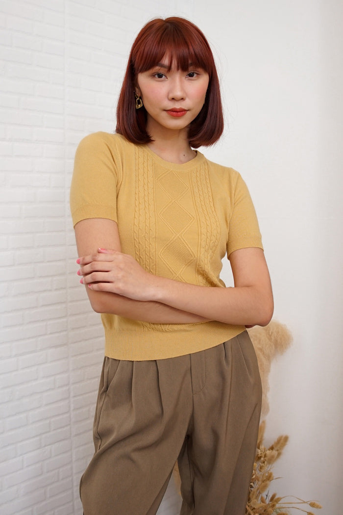 SLOANE Textured Knit Top (Warm Yellow)