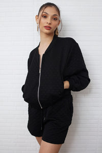 WYNTER Zip-Front Top & Shorts Co-ord (Black)