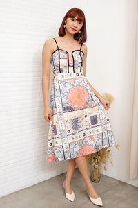 CELINE Spaghetti-Strap Midi Dress (Cream Peach)