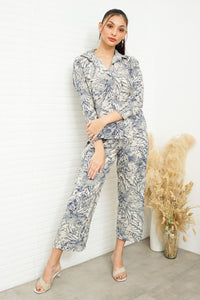 AITANA Tropical Lounge Top & Pants Co-ord (Blue)