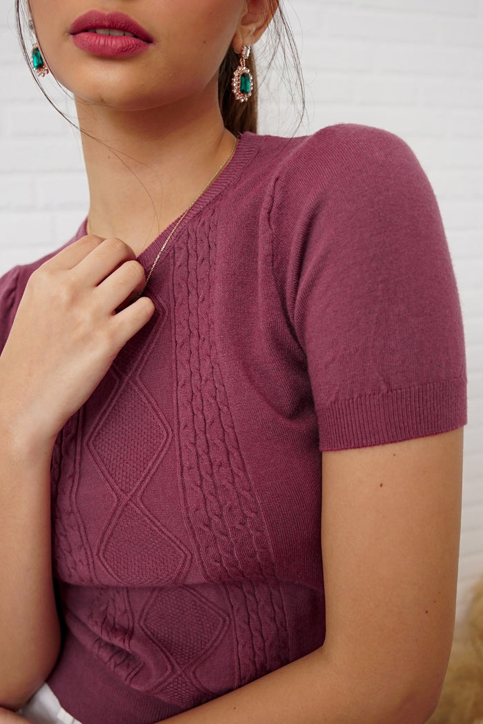 SLOANE Textured Knit Top (Plum)