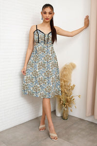 CELINE Spaghetti-Strap Midi Dress (Blue Green)