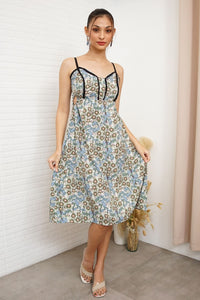 CELINE Spaghetti-Strap Midi Dress (Blue Green)