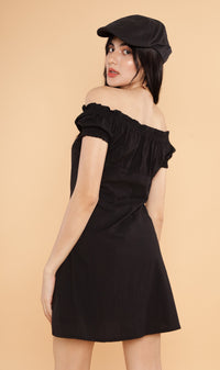MOXIE Puff-Sleeve Mini Dress