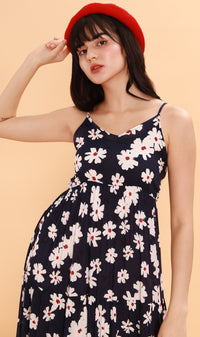 DAHLIA Floral Flowy Dress (Midnight)