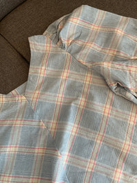 MARLA Plaid Puff-Sleeve 2-way Top (Powder)
