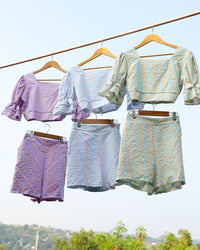 ZENNI Cropped Plaid Co-ord (Pastel Green)