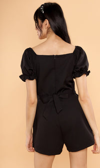 LULU Puff-Sleeve Romper (Black)