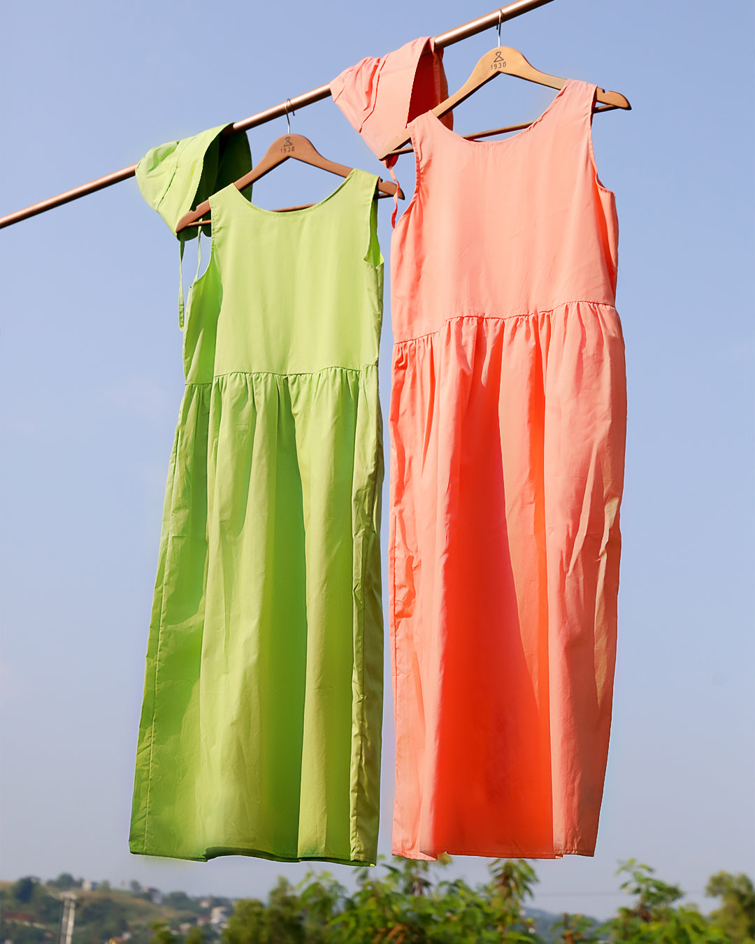 HARLEEN Sleeveless Maxi Dress w/ Hat (Salmon)