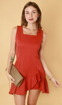 TAFFY Ruffled Romper (Rust)
