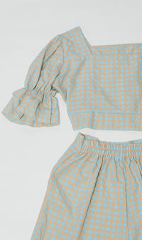 ZENNI Cropped Plaid Co-ord (Pastel Green)