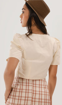 CHANTAL Buttoned Square-Neck Top (Cream)
