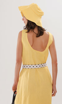 MAZIE Low-back Linen Midi Dress w/ Hat (Yellow)