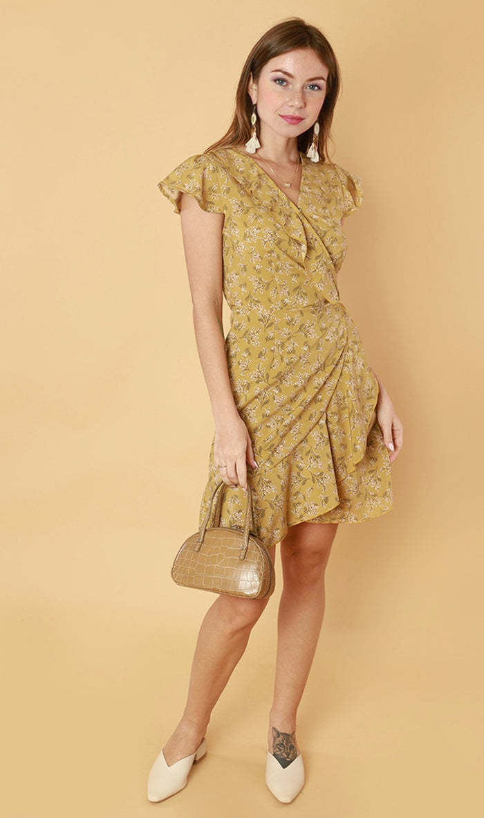 AMBROSIA Wraparound Dress (Mustard)