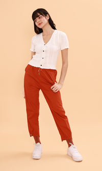 CAMILLE Button-Down Eyelet Cardi (White)