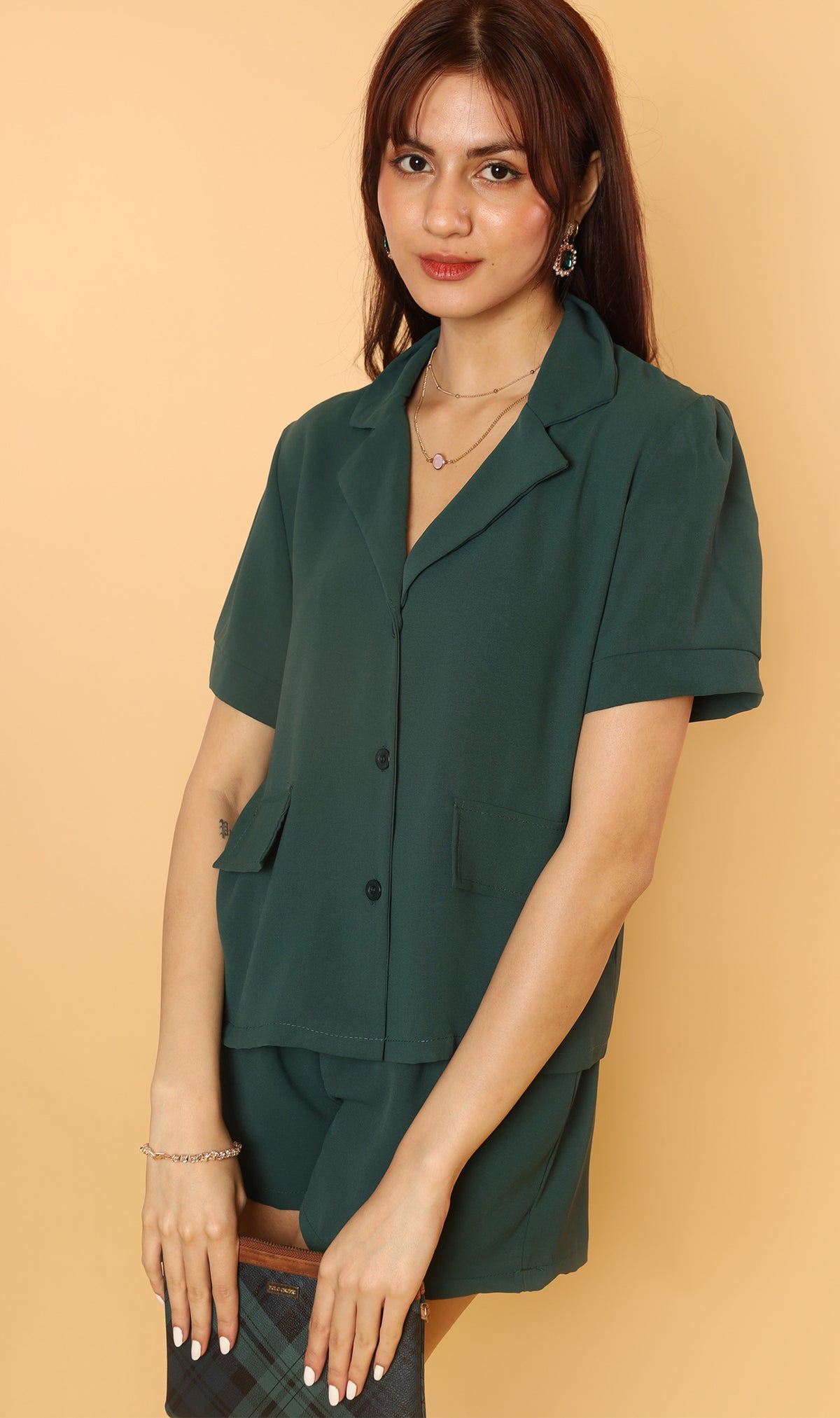 AIKO Button-Down Co-ord (Emerald)