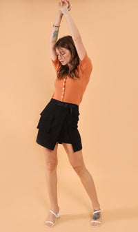 LAUREN Button-Down Knit Top (Sunkist)