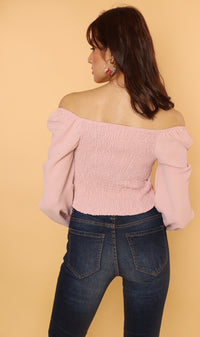KIRA Ruched Off-Shoulder Top (Blush)