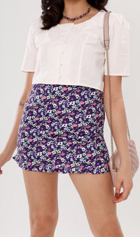ZOLA Ruffled-Hem Floral Skirt (Purple)