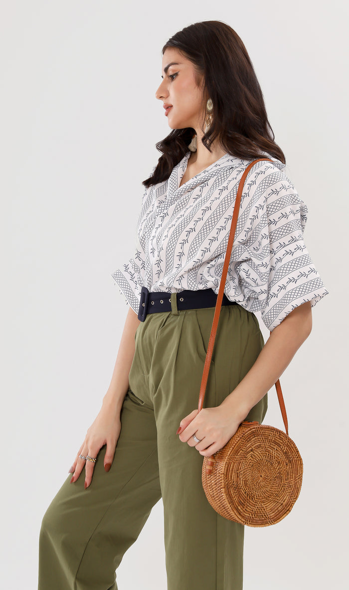 GRACEN Oversized Collared Top (Navy)