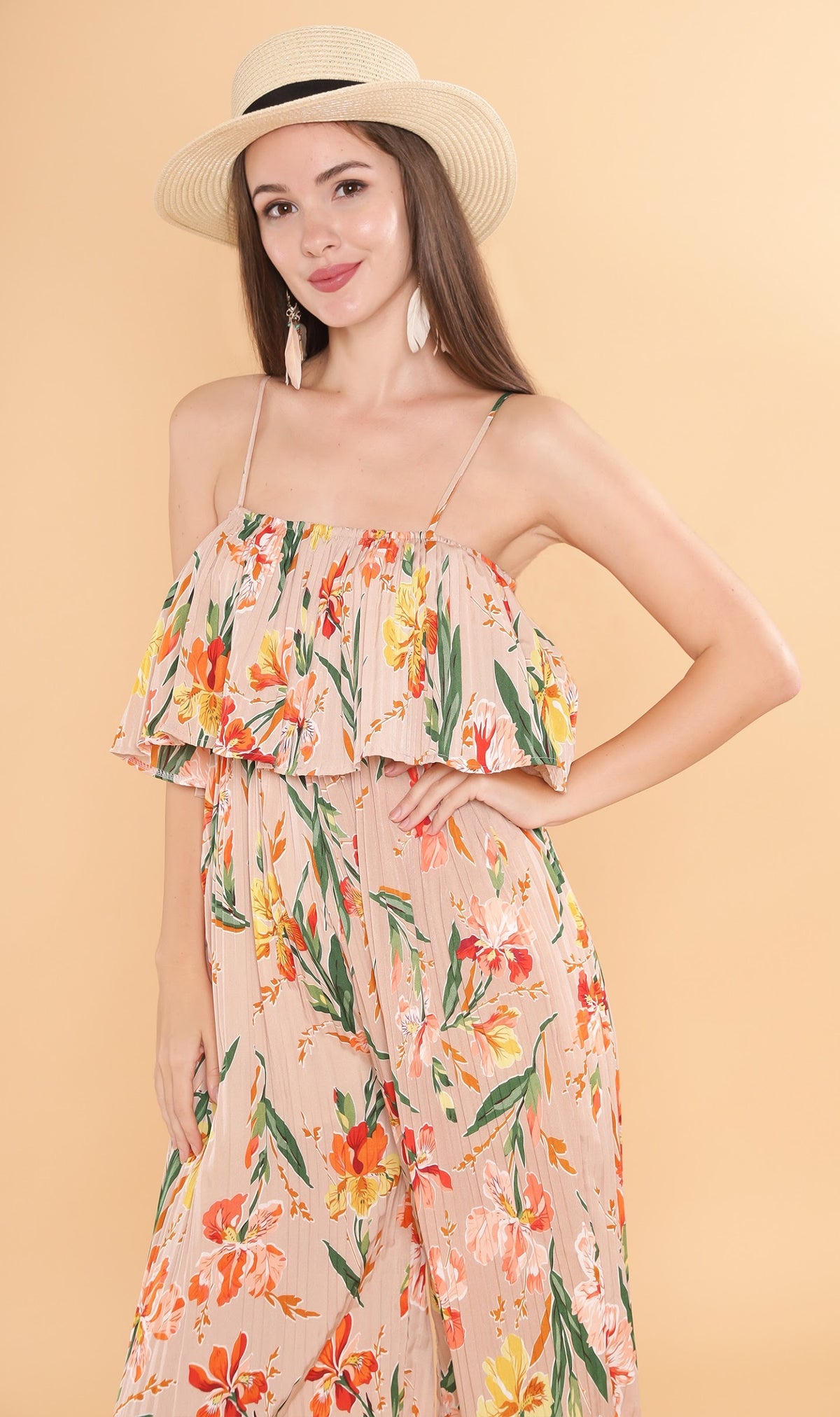 SOLANA Tiered Jumpsuit (Tan)