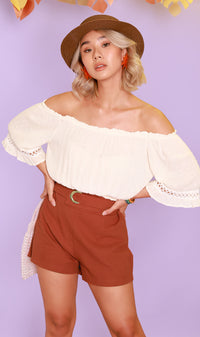 NATALIE Belt Accent Shorts (Rust)
