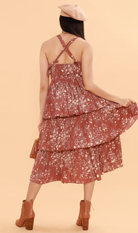 VIVIAN Tiered Dress (Old Rose)
