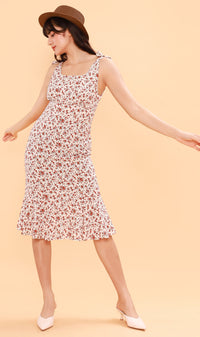 LUCINDA Tie-Strap Mermaid Midi Dress (White)