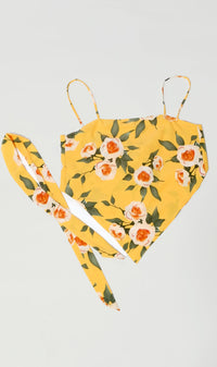 ZAYLEE Tie-Back Floral Cami w/ Scarf (Yellow)