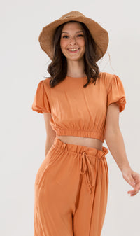NIA Short-Sleeve Top & Pants Co-ord (Melon)