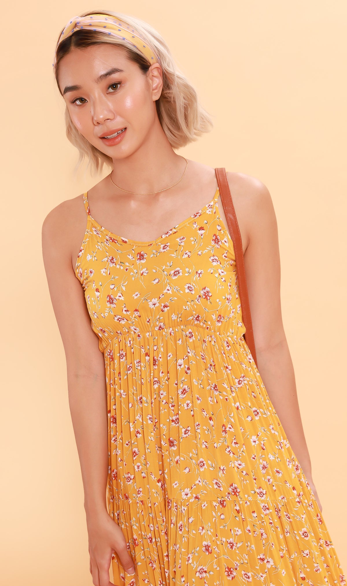 DAHLIA Floral Flowy Dress (Canary)