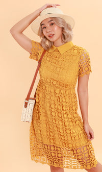VICTORIA Lace Overlay Dress (Dandelion)