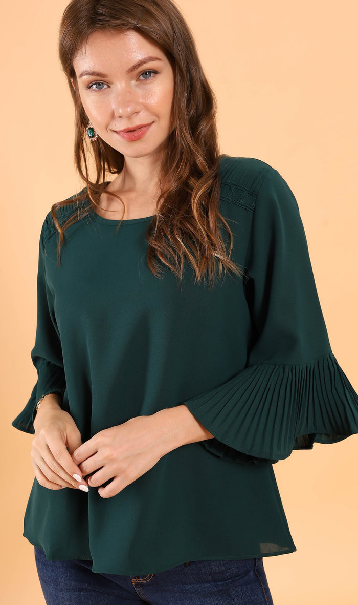 LAYLA Flared-Sleeve Top (Emerald)