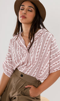 GRACEN Oversized Collared Top (Red)