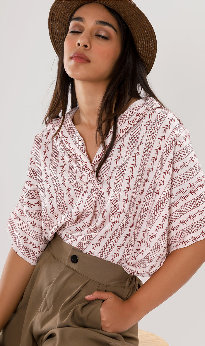 GRACEN Oversized Collared Top (Red)