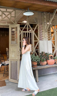ADELYN Tie-Strap Maxi Dress (Cream)