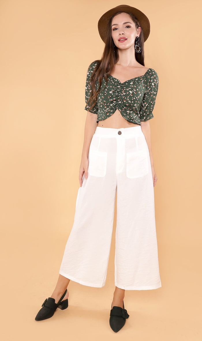 ACIEL Ruched Crop Top (Green)