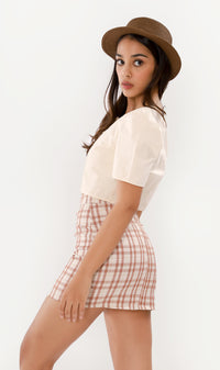 CHERYL Plaid Mini Skirt (Cream)