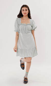 CLAUDETTE Ruched-Bust Ruffled Dress (Mint)
