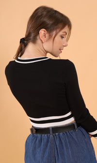 CAMILA Cropped Knit Sweater (Black)