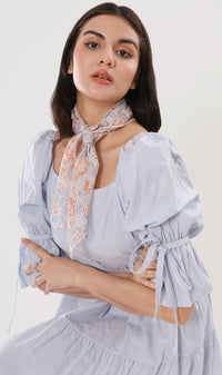 MADILYN Tiered Tie Puff-Sleeve Dress (Powder Blue)