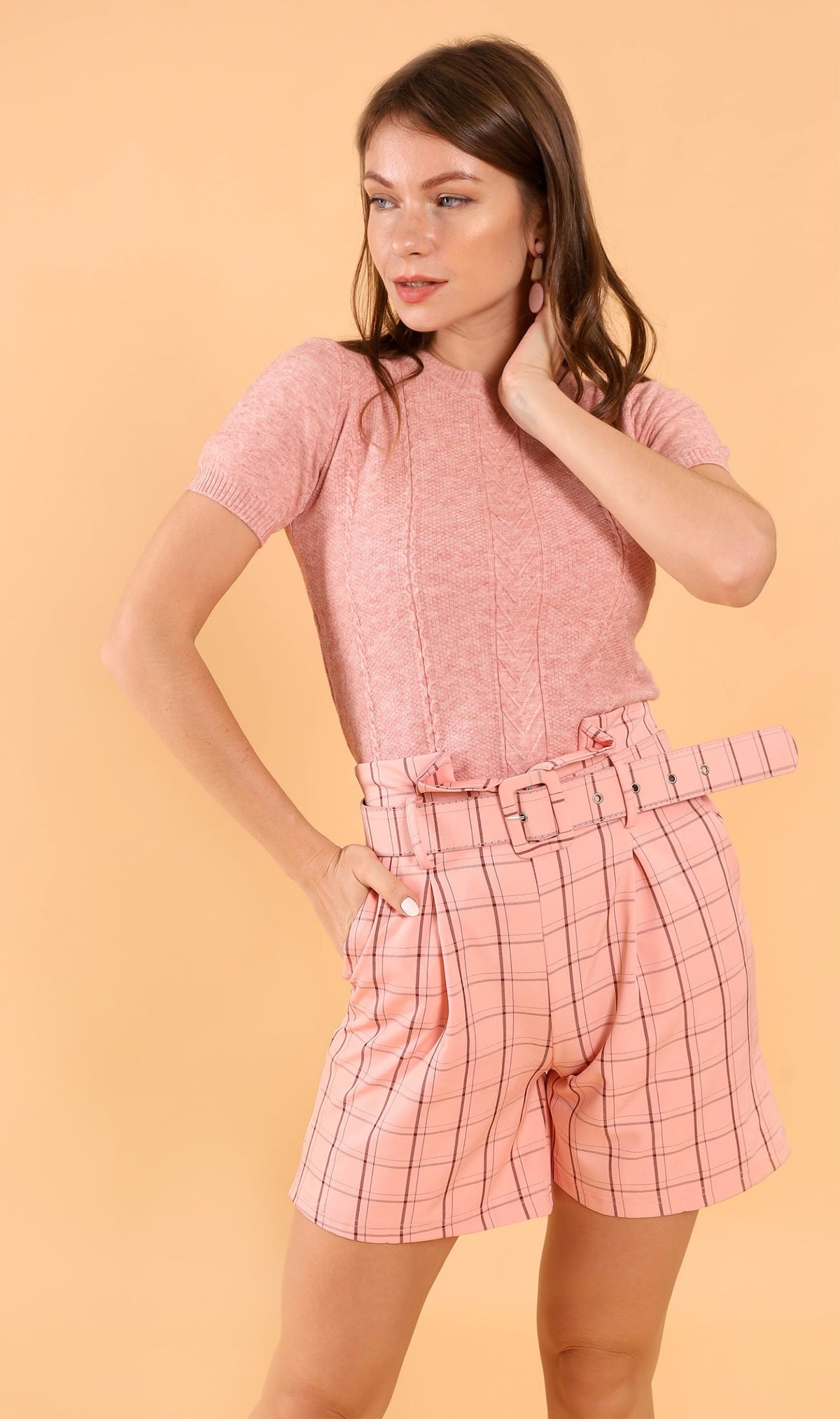 FRANKIE Belted Bermuda Shorts (Pink)