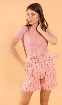 FRANKIE Belted Bermuda Shorts (Pink)