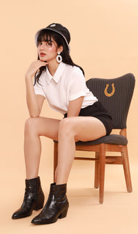 MADDIE Flat-Collar Top (White)