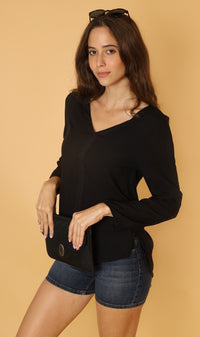 KALEI Long-Sleeve Tunic Top (Black)
