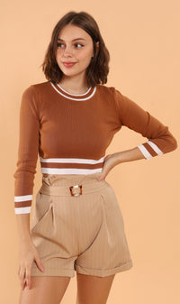 CAMILA Cropped Knit Sweater (Mocha)