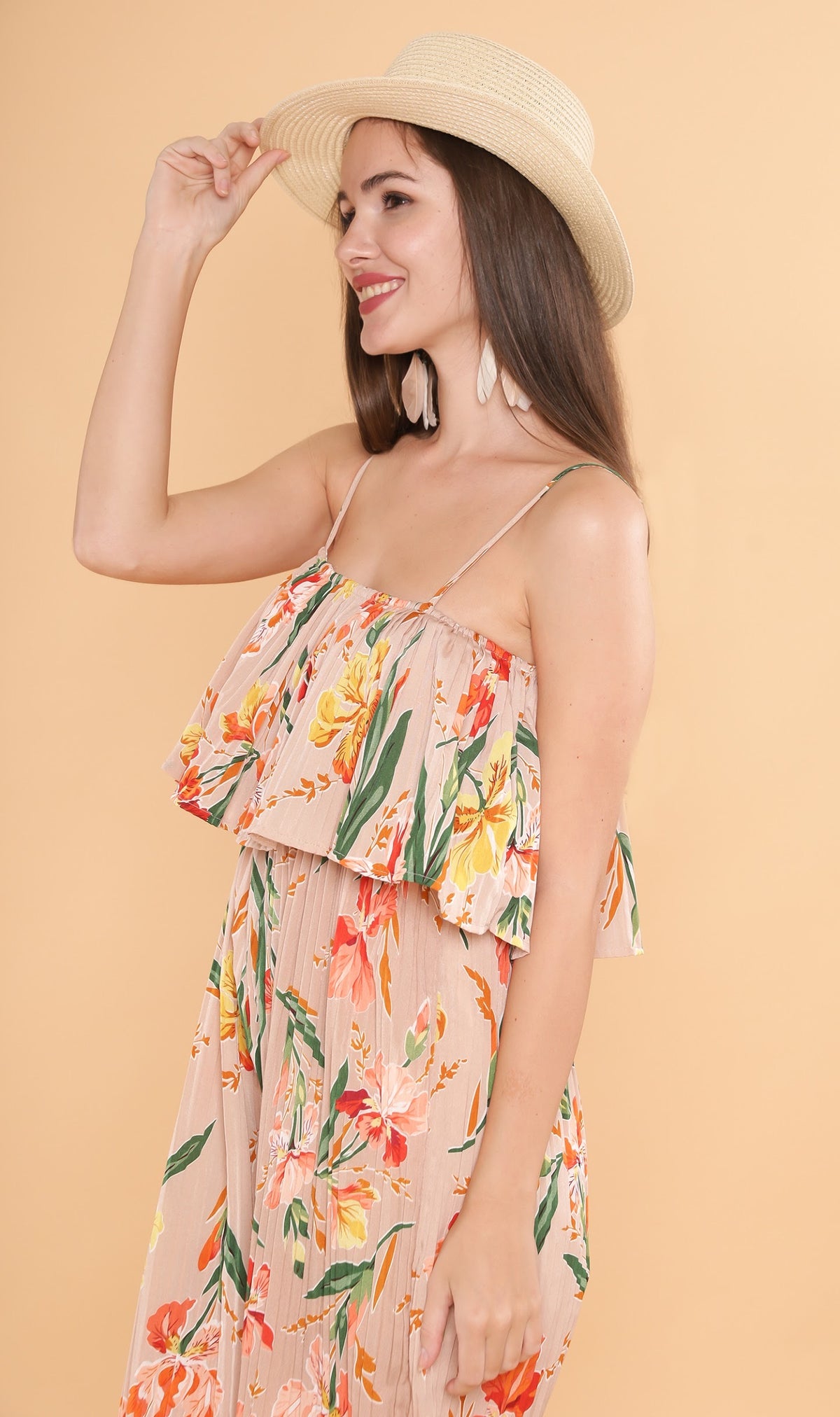 SOLANA Tiered Jumpsuit (Tan)