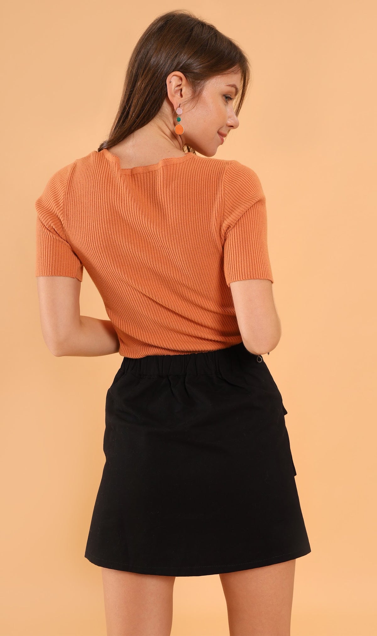 LAUREN Button-Down Knit Top (Sunkist)
