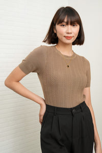 ALEXIS Soft Textured Knit Top (Mocha Brown)
