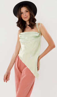 NADINE Ruched Tie-Strap Top (Mint Green)
